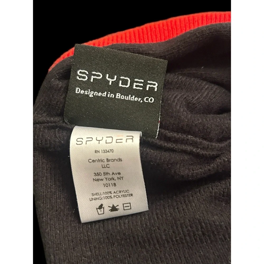 SPYDER Little Boys Red And Black Web Beanie Hat Knit Fleece One Size‎